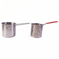 Frying set with pot and basket on white background